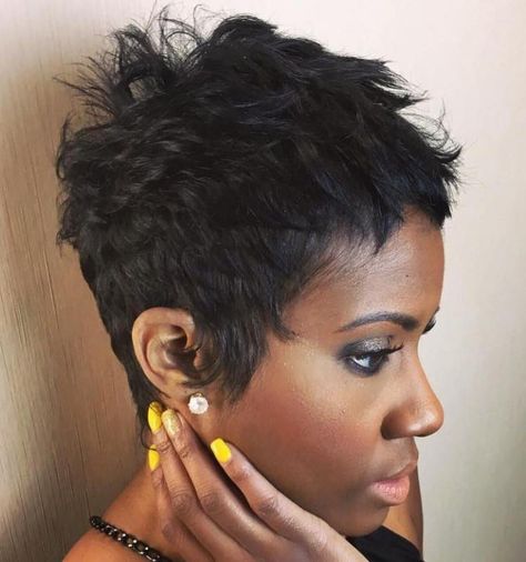 Short Choppy Pixie For Black Women Pixie Haircuts For Thick Hair, Choppy Pixie, Thick Coarse Hair, Short Black Hair, Haircuts For Thick Hair, Thick Hair Cuts, Thick Wavy Hair, Cut Life, Short Sassy Hair