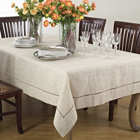 Natural Beige, Classic Tuscany Hemtitch Design Rectangular Tablecloth, 65 Inch x 140 Inch *** Check this awesome product by going to the link at the image. (This is an affiliate link) #HomeDecoration Oblong Tablecloth, Pattern Tablecloth, Birthday Table, Table Cloths, Solid Wood Dining Table, Table Height, Extendable Dining Table, Wood Dining Table, Linen Tablecloth