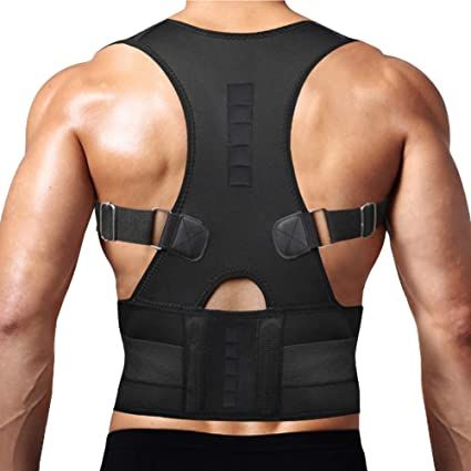 Thoracic Back Brace Posture Corrector - Magnetic Support for Neck Shoulder Upper and Lower Back Pain Relief - Perfect Posture Brace for Cervical Lumbar Spine - Fully Adjustable Belt (Black, Medium) Back Brace For Posture, Upper Back Stretches, Posture Corrector For Men, Posture Corrector For Women, Posture Brace, Spine Alignment, Lumbar Spine, Back Brace, Posture Support