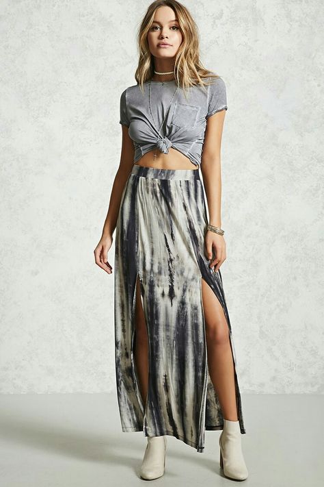 Tie Dye Outfits Aesthetic, Fashion Week Inspiration, Diy Tie Dye Designs, Streetwear Ideas, Classy Streetwear, Tie Dye Maxi Skirt, Knit Maxi Skirt, Tie Dye Outfits, Womens Maxi Skirts