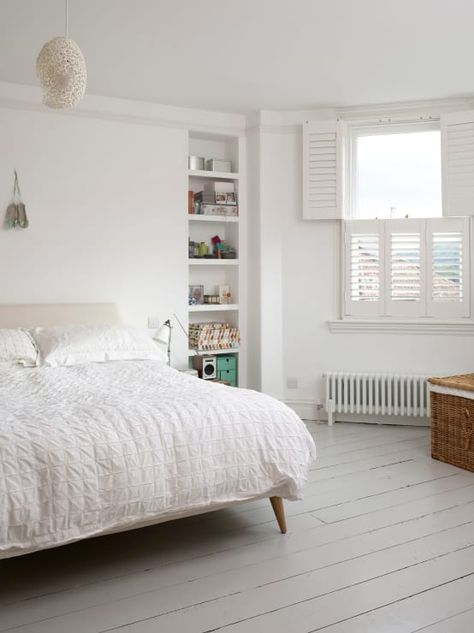 Floorboards Bedroom, Victorian Secret, White Floorboards, Painted Floorboards, Classic Bedroom Furniture, Cheap Patio Furniture, All White Bedroom, Entryway Decor Ideas, Serene Bedroom