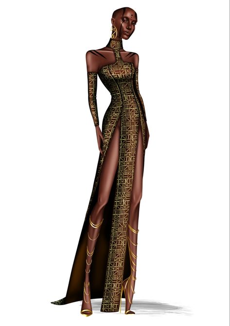 From “wakanda forever”movie. #fashion #fashionillustration #fashiondesign #fashiondesigner #wakandaforever #digitalillustration #procreate Cruella Inspired Fashion, Wakanda Forever Fashion, Wakanda Fashion, Black Fashion Illustration, Forever Movie, Modern Filipiniana Dress, Pageant Costumes, Filipiniana Dress, Fashion Illustration Tutorial