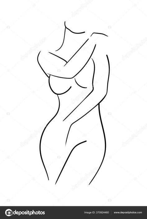 Body Outline Drawing Simple, Sketch Of Woman, Woman Body Line Art, Sketch Woman, Body Line Art, Art Vector Illustration, Body Outline, Halloween Stencils, American Girl Doll Furniture