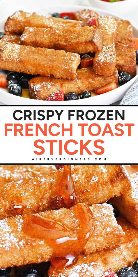 Follow our easy guide to making frozen french toast sticks in the air fryer! They're ready in 10 minutes or less for a quick & fun breakfast or dessert. Frozen French Toast Sticks In Air Fryer, Frozen French Toast Sticks, Frozen French Toast, Air Fryer French Toast Sticks, Fun Breakfast, French Toast Sticks, Chicken Breast Recipes Easy, Frozen Foods, Easy Meals For Kids