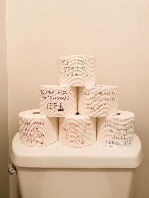 Elf On The Shelf Bathroom Ideas Funny, Bathroom Elf On The Shelf Ideas, 70s Christmas Party, Elf Poop Ideas, Elf On The Shelf Poop Museum Ideas, Elf On The Shelf Bathroom, Jingle Bells Your Poop Smells Elf, Elf In Marshmallow Bath, Party Bathroom