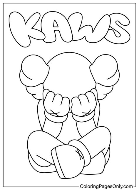 KAWS Sad Drawing Ideas Kaws, Kaws Cricut, Kaws Coloring Pages, Kaws Black And White, Kaws Outline, Kaws Drawing, Hershey Logo, Adult Coloring Pages Free Printable, Character Doodles