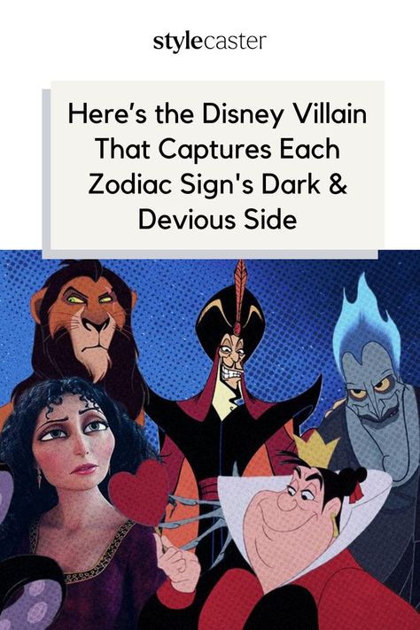 Feeling wicked? You’ll be surprised to discover the Disney villain that resembles each zodiac sign, because even you have a dark side. Think about it: every villainous character has a motive for their actions, so if you were a vengeful sea witch or a powerful sorcerer, what would yours be? If your memories of childhood include watching your favorite Disney movies in your matching princess pajamas, then chances are you’re about to enter your villain era, if you haven’t already. Disney Movie Villains, Princess Pajamas, Disney Princess Villains, Villain Era, Zodiac Characters, Disney Animated Movies, Disney Villain, Each Zodiac Sign, Sea Witch