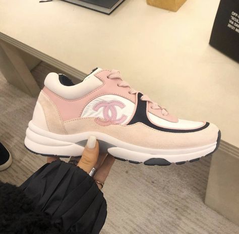 Pink Chanel Trainers, Pink Chanel Sneakers, Chanel Pink Shoes, Chanel Shoes Outfit Black Women, Chanel Sneakers Outfit Black Women, Chanel Sneakers Woman, Chanel Sneakers Outfit, Chanel Tennis Shoes, Chanel Shoes Outfit