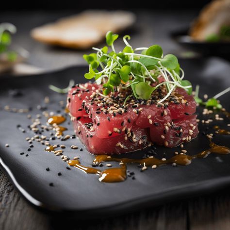 Applewood-Smoked Tuna Tartare With Avocado & Wasabi Aioli Recipe Wasabi Aioli Recipe, Wasabi Aioli, Taco Appetizers, Smoked Tuna, Fennel Slaw, Tuna Tartare, Smoked Oysters, Lemon Rosemary Chicken, Napa Home