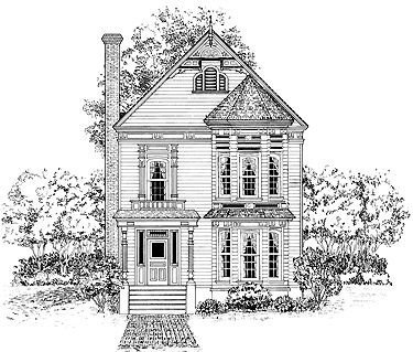 Victorian House | by Triangle Trip Brownstone House Plans, Victorian Brownstone, Queen Anne House Plans, Vintage Victorian House Plans, Small Victorian House, Victorian Floor Plans, Victorian House Plan, House Illustrations, Queen Anne House