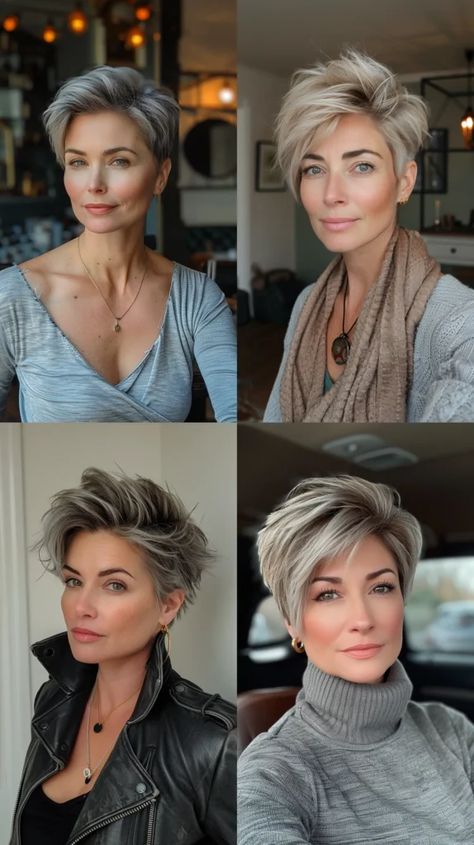 2024 Haircuts, Grey Hair And Glasses, Hottest Hairstyles, Short Spiked Hair, Edgy Pixie Cuts, Edgy Pixie, Edgy Haircuts, How To Curl Short Hair, Curly Hair Types