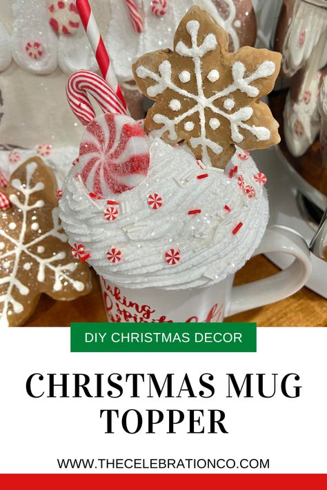 This cute DIY gingerbread cookie mug topper is too cute for your Christmas decorations this year! Come craft with me! Tea Cup Diy, Diy Gingerbread Cookies, Gingerbread Tea, Cookie Mug, Tea Cups Diy, Diy Christmas Mugs, Diy Gingerbread, Mug Topper, Cookie In A Mug