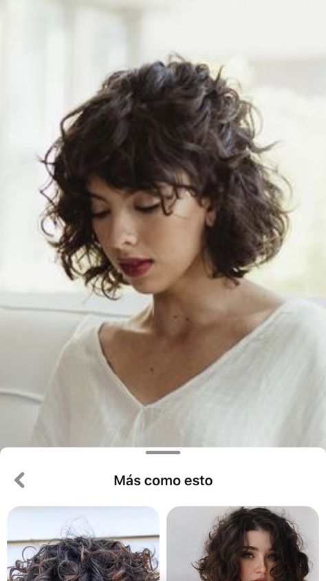 Short Curly Hair With Side Bangs, Curly Bob With Fringe Thick Hair, Short Curly Bob With Fringe, Rounded Bob With Bangs, Short Curled Hair With Bangs, Short Curly Hair Fringe, French Bob Curly Hair 3b, Short Curly Bob Hairstyles Messy Curls, Curly Bob With Curtain Bangs