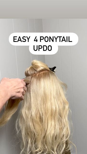 Diy Ponytail Updo, Quick And Easy Updos For Long Hair Step By Step, Long Hair Updo Easy Step By Step, Step By Step Updos, Ponytail Bridal Hair, Fine Hair Updo, Diy Ponytail, Long Fine Hair, Bridal Hair Tutorial