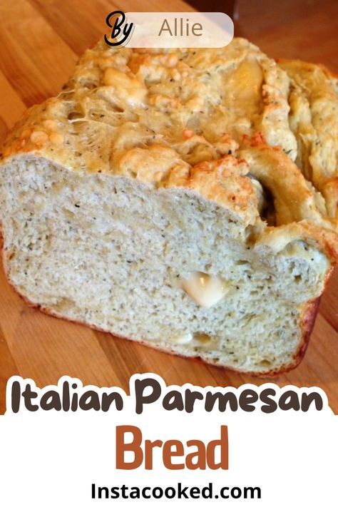 Italian Parmesan Bread is a quick and delicious bread made with parmesan cheese and a mix of flavorful Italian herbs. This easy bread machine recipe yields a moist, cheesy loaf perfect for pairing with pasta, soups, or enjoying on its own Bread Machine Cheese Bread, Italian Bread Machine Recipes, Bread Machine Italian Bread, Bread Recipes Sourdough, Italian Cheese Bread, Cheesy Bread Recipe, Snack Bread, Easy Bread Machine Recipes, Italian Bread Recipes