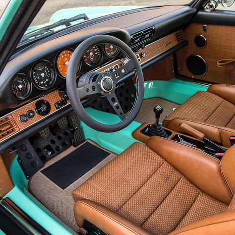 Porsche Interior, 240z Datsun, Yellow Porsche, Car Interior Upholstery, Singer Porsche, Singer Vehicle Design, Porsche Singer, Vw Mk1, Automotive Upholstery