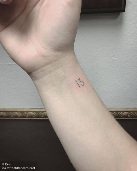 Mathematical Tattoo, Number 13 Tattoos, 13 Tattoo, Number Ideas, 13 Tattoos, Single Needle Tattoo, Explore Tattoo, Lucky 13, Number 13