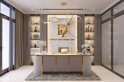 Showroom Table Design, Luxury Office Interior Modern, Luxury Modern Office Design, Luxury Office Ideas, Luxurious Office Design, Modern Luxury Office, Office Table Design Modern, Luxury Office Design, Office Interior Design Luxury