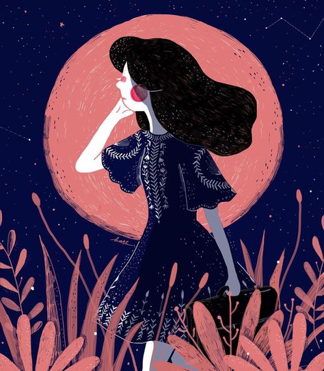 kathrin honesta Moon Art Print, Soyut Sanat Tabloları, Art Et Illustration, Art And Illustration, Moon Art, Illustrations And Posters, Drawing Inspiration, Full Moon, Digital Illustration