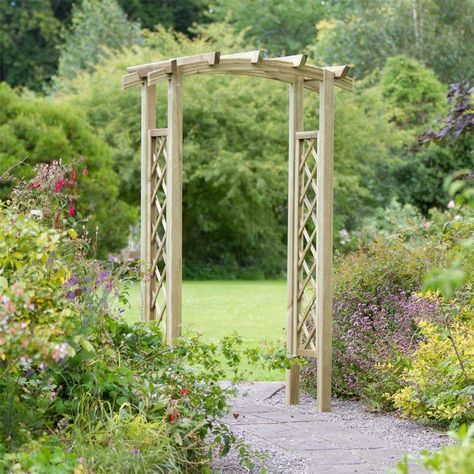 Wood Arbor, Modern Gazebo, Trellis Panels, Diamond Trellis, Wooden Arch, Garden Arches, Pressure Treated Wood, Garden Walkway, Climbing Plants