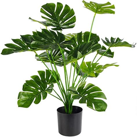 Amazon.com: Toopify Artificial Palm Tree, 28" Fake Monstera Deliciosa Plant in Pot for Indoor and Outdoor Home Office Decor: Home & Kitchen Indoor Floor Plants, Large Fake Plants, Artificial Plants Outdoor, Floor Plants, Cheese Plant, Palm Plant, Bamboo Tree, Home Office Living Room, Faux Tree