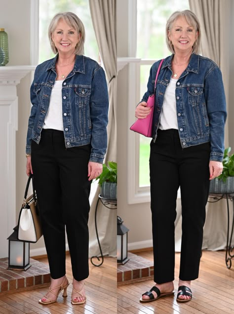 Spring Outfits Lookbook 2023 - Dressed for My Day Denim Jacket And Trousers Outfit, Outfit Pollera, Denim Jacket Outfit Women, Flattering Clothes, Casual Everyday Outfits, Cottagecore Aesthetic Fashion, Outfits Lookbook, Dressed For My Day, Casual Oufits