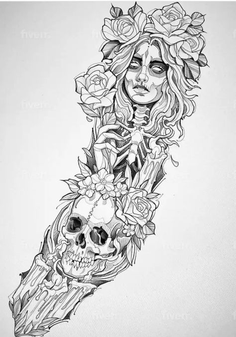 I will do custom tattoo designs on procreate to your skin Dark Feminine Tattoos Sleeves, Tattoo Ideas Female Dark, Floral Arm Tattoos For Women, Dark Feminine Tattoos Half Sleeves, Dark Gothic Tattoo Ideas, Catarina Tattoo, Womens Forearm Tattoo Ideas Unique, Large Back Tattoos, Shoulder Tattoos For Women Unique