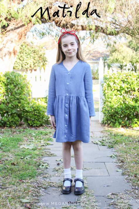 megan nielsen design diary: Bunnys Book Week 2017 costume: Matilda! Simple Book Character Costumes, Easy Character Costumes, Story Book Costumes, Character Day Ideas, World Book Day Outfits, Matilda Movie, Matilda Costume, Book Character Day, World Book Day Costumes