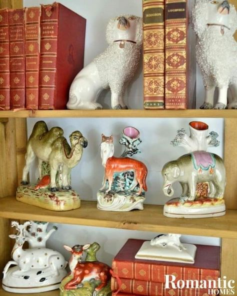 Old English Interior Design, British Home Decor, Royal Doulton China, Farmhouse Style Furniture, Staffordshire Dog, English Pottery, Antique Collectors, English Antiques, Cottage Interiors