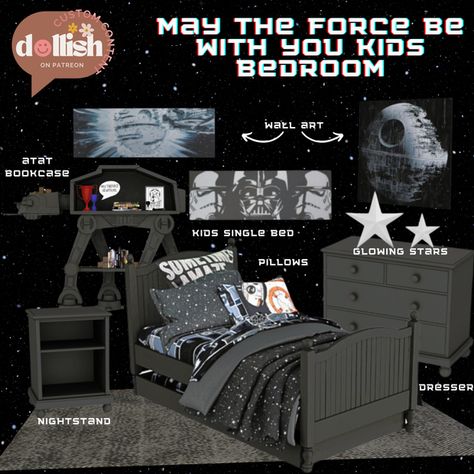 May The Force Be With You Kids Bedroom [Pink Plumbobs] | Patreon Sims 4 Content, Around The Sims 4, Sims 4 Beds, Sims 4 Family, Play Sims 4, The Sims 4 Pc, Sims 4 Bedroom, Bedroom Pink, Free Sims 4