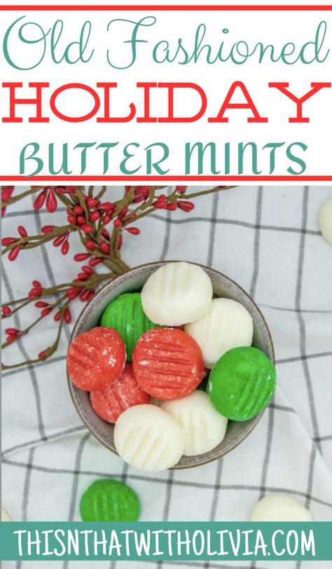 These creamy, melt-in-your-mouth mints are a true holiday classic, carefully crafted with love and attention to detail. Each bite is a burst of cool, buttery goodness that will transport you straight to a winter wonderland. Old Fashioned Holiday Butter Mints, Old Fashioned Mints, Homemade Butter Mints Recipes, Christmas Butter Mints Recipe, Diy Butter Mints, Soft Butter Mints, Soft Christmas Peppermints Old Fashioned Butter Mints, Holiday Butter Mints, Old Fashioned Butter Mints