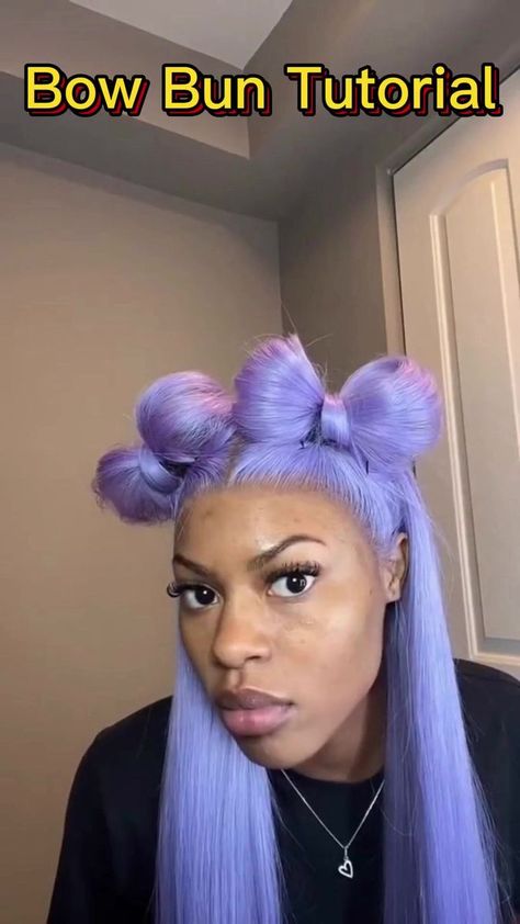 🔥Cute Bow Bun Tutorial on Lace Front Wigs 😍 #wigs #lacewigs #lacefrontwigs #hairtutorial #bowbun #hairstyle #cutehair #beauty #hair | By Premier Lace Wigs Hairstyle Bow Bun, Two Bow Buns Hairstyle, How To Do Bows In Your Hair, How To Make A Bow With Braids, Creative Wig Hairstyles, The Bow Hairstyle, How To Do Bow Hairstyle, How To Make A Bow In Hair, Wig Hairstyles Tutorials