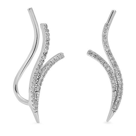 009 Carat ctw 14K White Gold Round Cut White Diamond Ladies Double Row Crawler Climber Earrings -- Want additional info? Click on the image. Note: It's an affiliate link to Amazon Climber Earrings, Stunning Earrings, Stud Earrings Set, Girls Earrings, Womens Jewelry Rings, Designer Earrings, Cute Jewelry, White Diamond, Pearl Jewelry