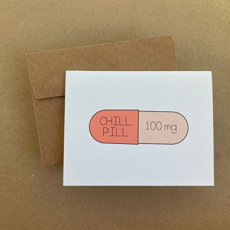 Chill Pill Tattoo, Pill Tattoo, Vintage Red Truck, Chill Pill, Blank Card, Custom Greeting Cards, Get Well Cards, Red Truck, Brown Kraft