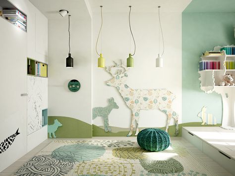 childroom on Behance Kids Bedroom Paint, Dining Room Teal, Modern Childrens Room, Bedroom Wall Designs, Kids' Playroom, Regal Design, Kids Bedroom Sets, Kids Room Design, Kids Bedroom Decor