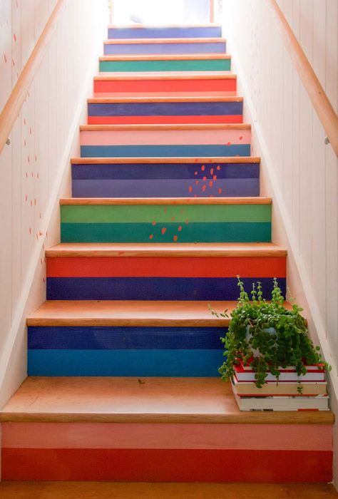 Mural Portfolio - Banyan Bridges Stairway Mural, Painted Stair Risers, Stair Art, Family Room Inspiration, Magical Home, Boy’s Room, Painted Stairs, Stair Lighting, Custom Murals