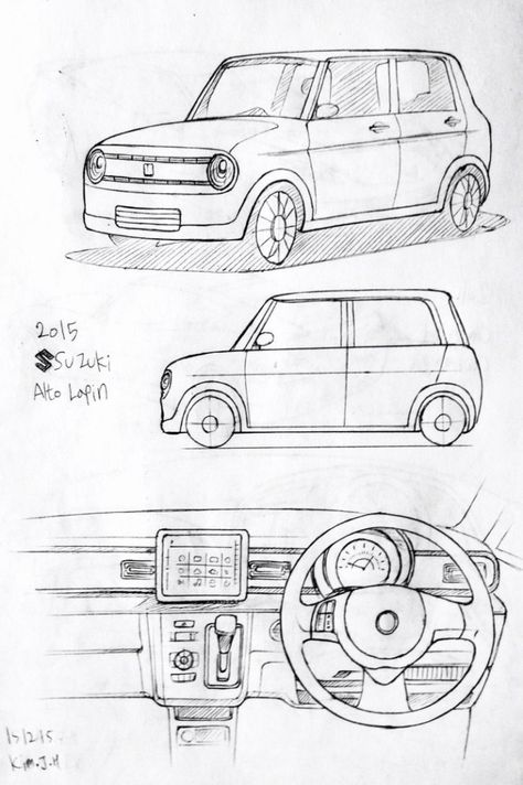 Car Drawing Reference, Drawing Furniture, Motorcycle Drawing, Suzuki Alto, Car Drawing, Cute Blue Wallpaper, Cool Car Drawings, Color Palette Challenge, Industrial Design Sketch