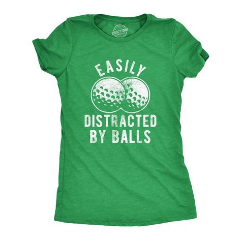 PRICES MAY VARY. WOMENS FIT: This listing is for an adult women's slim-fit t-shirt (also known as junior fit). These cute fitted tees run small so double check the size chart and order a size up if you're between sizes. FOUR! This funny golf joke tee is perfect for anyone that wants to make an impression on the green watching the tournament at the clubhouse. This fitted shirt will dry quick so you'll be comfortable driving balls down the fairway and scoring under par in style. QUALITY GRAPHICS A Funny Golf Shirts, Sarcastic Shirts Funny, Funny Golf, Driving Range, Funny Tee Shirts, Novelty Clothing, Golf Humor, Tshirt Funny, Easily Distracted