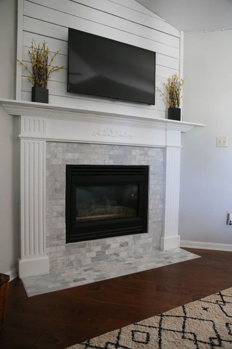 Fireplace And Mantle, Mantel Makeover, Fireplace Trim, Thriving Home, Fireplace Redo, Brick Fireplace Makeover, Room Fireplace, Shiplap Fireplace, Warm Decor