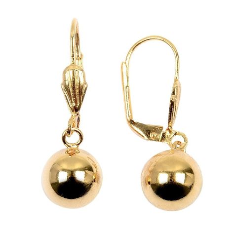 Earrings, Drop & Dangle, 18K Gold Plated 10 mm Ball Leverback Dangle Earrings - C1125MB3UWX #Earrings #designerjewelry #fashionwomen #outfits #style #Drop & Dangle Gold Dangling Beads Round Earrings, Ball Earrings Dangle, Elegant Yellow Gold-plated Earrings With Dangling Charms, Gold Ball Stud Earrings, Gold Single Sphere-shaped Earring, Ball Drop Earrings, Ball Drop, Earrings Drop, Women Fashion