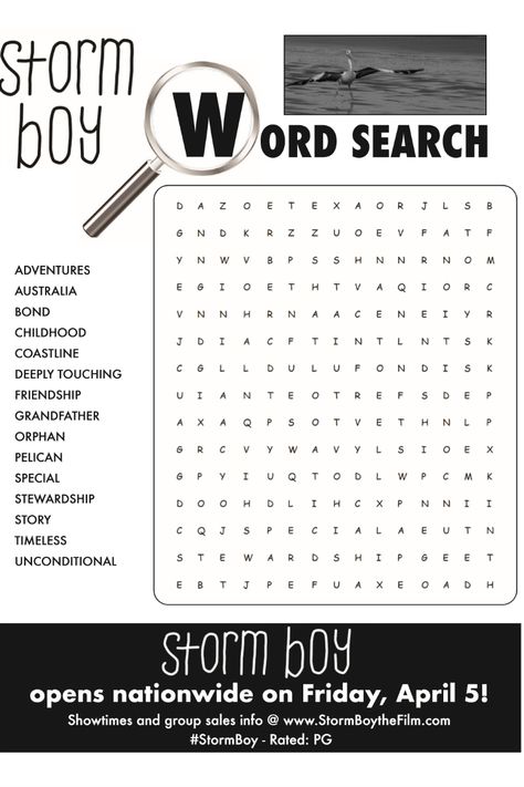 Free Printable Storm Boy Word Search Activity Page Boy Activities, Brain Storm, Bridge To Terabithia, Activities For Boys, Year 5, Shirt Prints, Family Friendly Activities, Word Puzzles, Family Movie Night