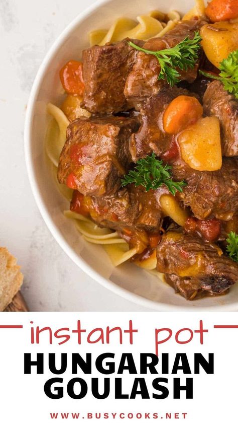 Instant Pot Hungarian Goulash Hungarian Beef Stew, Pork Goulash, Best Instapot Recipes, Potatoes And Veggies, Hungarian Goulash, Beef Potatoes, Creamy Potatoes, Beef Goulash, Paleo Dishes