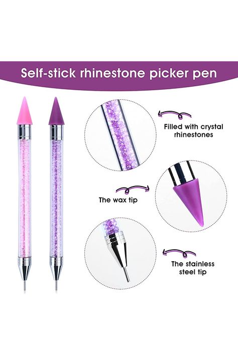 Yolev Rhinestone Picker Tool Wax Pencil for Rhinestones Diamond Painting Dotting Pen 2pcs Dual-Ended Rhinestones Pen with 2 Extra Wax Tips and 1 Nail Art Tweezer for Nail Gems Stones Crystals DIY Nail Art Crafts Rhinestone Business, Wax Tips, Fall Acrylic, Nail Gems, Gems Crystals, Rhinestone Projects, Fall Acrylic Nails, Nail Art Pen, Diy Rhinestone