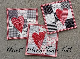 Mug Rug Tutorial, Heart Quilt Pattern, Mug Rug Patterns, Quilted Potholders, Fabric Postcards, Valentine Projects, Valentines Mugs, Nine Patch, Heart Quilt