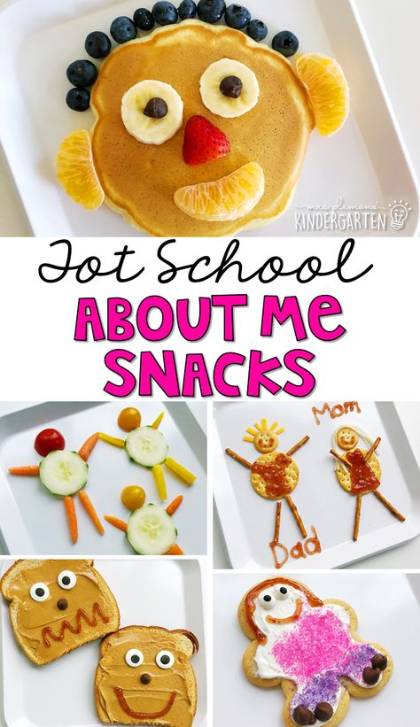 These yummy all about me themed snacks are perfect for tot school, preschool, or kindergarten! Preschool Cooking Activities, All About Me Preschool Theme, Preschool Food, Preschool Cooking, Me Preschool Theme, All About Me Crafts, Theme Snack, Themed Snacks, Cooking Activities