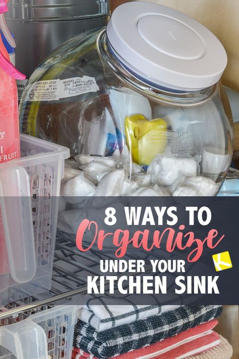 8 Ways to Organize Under Your Kitchen Sink - Time to get organized in the kitchen! Once I started using these tips for organizing under my kitchen sink, cleaning up messes became a cinch. #cleaning #organization #kitchen Organize Under Kitchen Sink, Under The Kitchen Sink, Sink Cleaning, Under Kitchen Sink, Kitchen Sink Organization, Under Sink Organization, Ways To Organize, Classic Kitchen, Sink Organizer