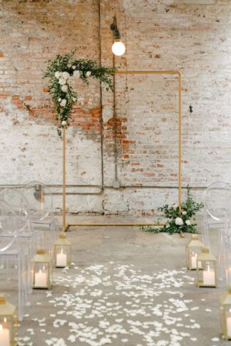 Modern Industrial Wedding Decor, Modern Wedding Diy, Industrial Modern Wedding, Copper Wedding Arch, Modern Industrial Wedding, Industrial Wedding Decor, Wedding Arches Outdoors, Wedding Alters, Wedding Canopy