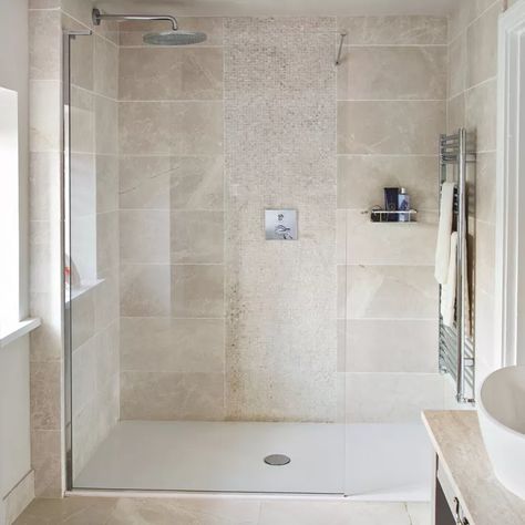 Shower Tile Mosaic, Beige Tiles Bathroom, Beige Shower Tile, Beige Bathroom Tile Ideas, Beige Bathroom Tile, Beige Bathroom Tiles, Beige And White Bathroom, Beige Tile Bathroom, Neutral Bathroom Colors