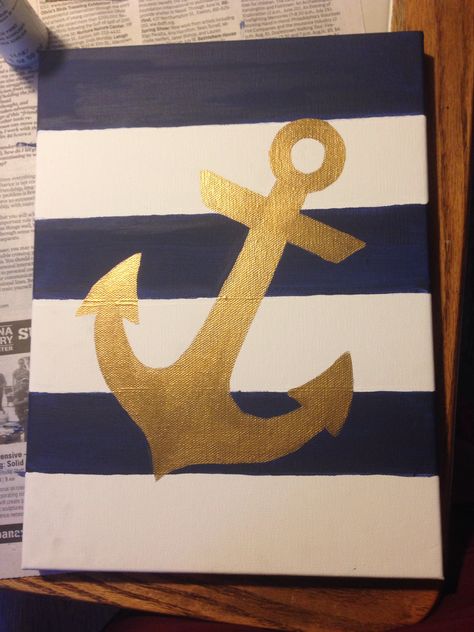 Hand-made gold anchor nautical diy canvas acrylic paint easy Painting Canvas Diy, Acrylic Paint Easy, Anchor Painting, Child Names, Nautical Diy, Paint Easy, Canvas Diy, Painting Canvases, Cute Canvas Paintings