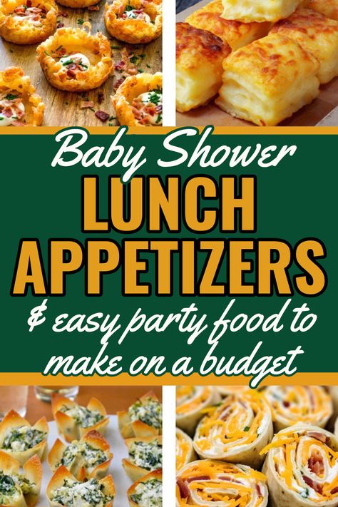 Baby shower food ideas lunch appetizers for a crowd - Baby shower lunch appetizers easy party food to make on a budget Afternoon Shower Food, Lunch Shower Food, Easy Baby Shower Appetizers, Coed Baby Shower Food, Finger Foods For Baby Shower Girl, Baby Shower Salad Ideas, Food For Baby Shower Luncheon, Baby Shower Side Dishes, Baby Shower Hors D’oeuvres